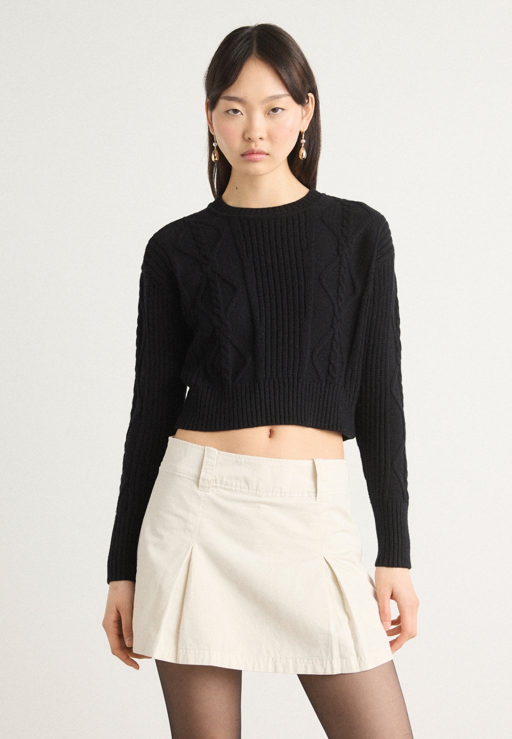 

Джемпер CROPPED CABLE LONG SLEEVE DKNY, черный
