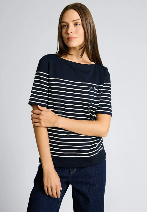 

Футболка с принтом в виде полосок и вырезом-лодочкой Tom Tailor, Sky Captain Blue, Синий, Футболка с принтом в виде полосок и вырезом-лодочкой Tom Tailor, Sky Captain Blue