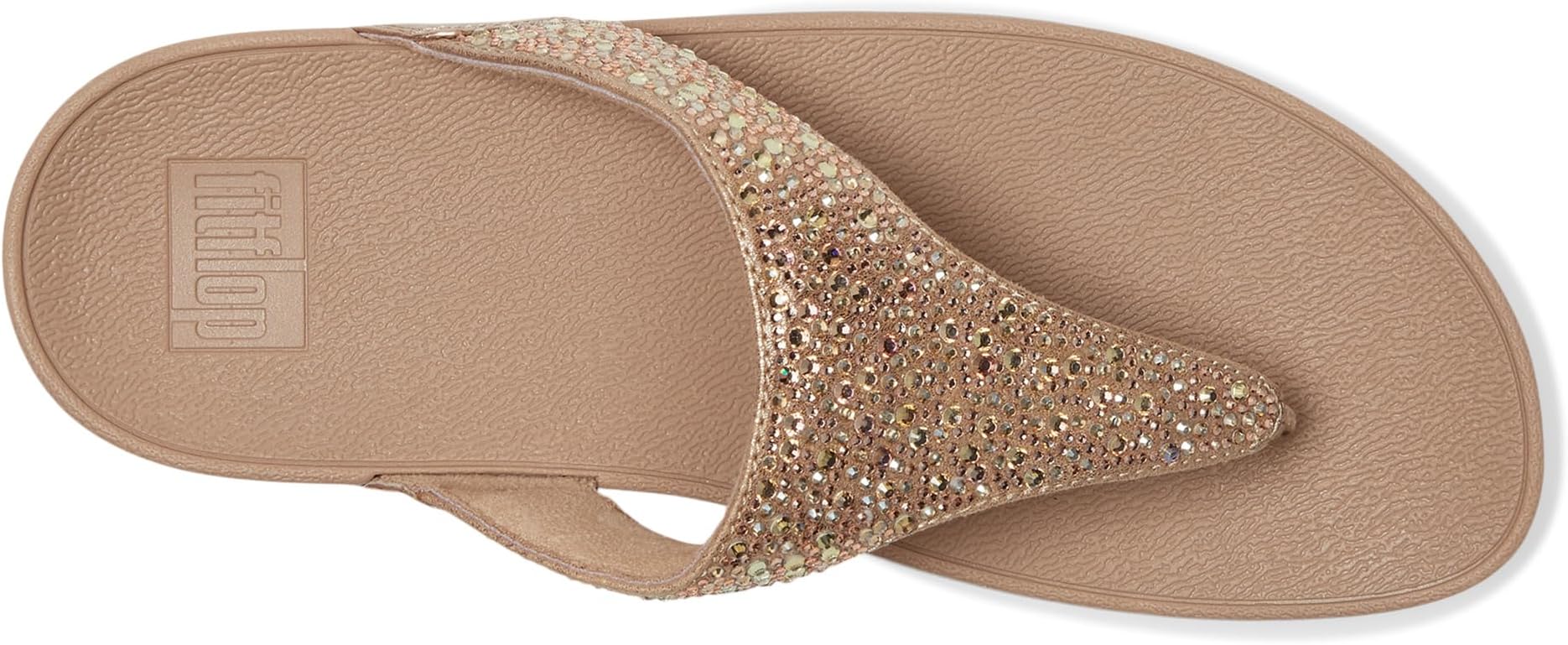 Сандалии FitFlop Lulu Crystal-Mix Toe-Post Sandals, цвет Metallic Classic Beige — фото 2