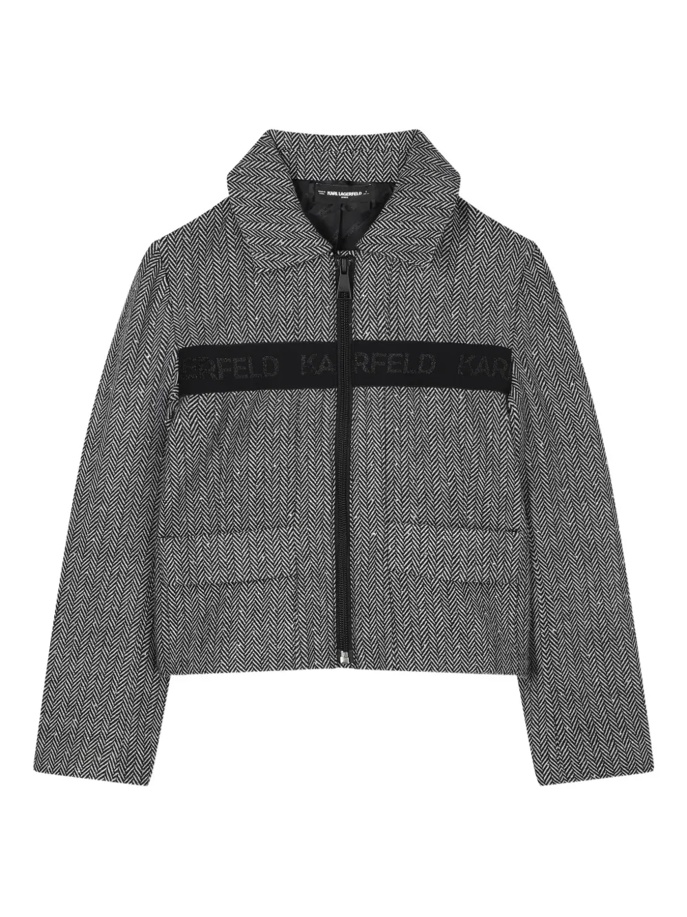 

Укороченный жакет с узором в елочку KARL LAGERFELD KIDS, серый
