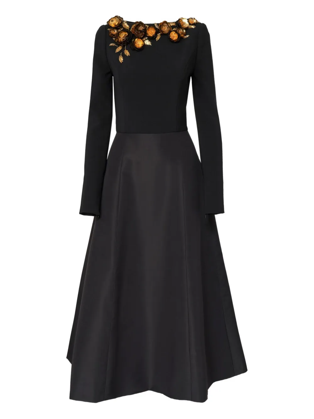 

Платье миди с цветочной вышивкой Carolina Herrera, черный