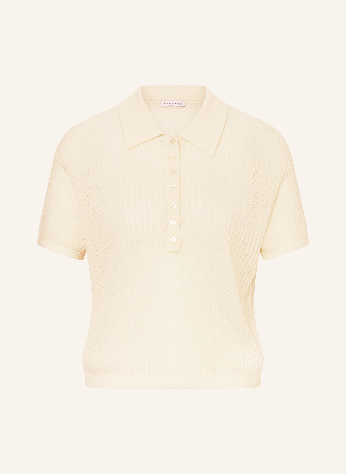 

Трикотажная рубашка-поло с кашемиром Mrs & Hugs, экрю