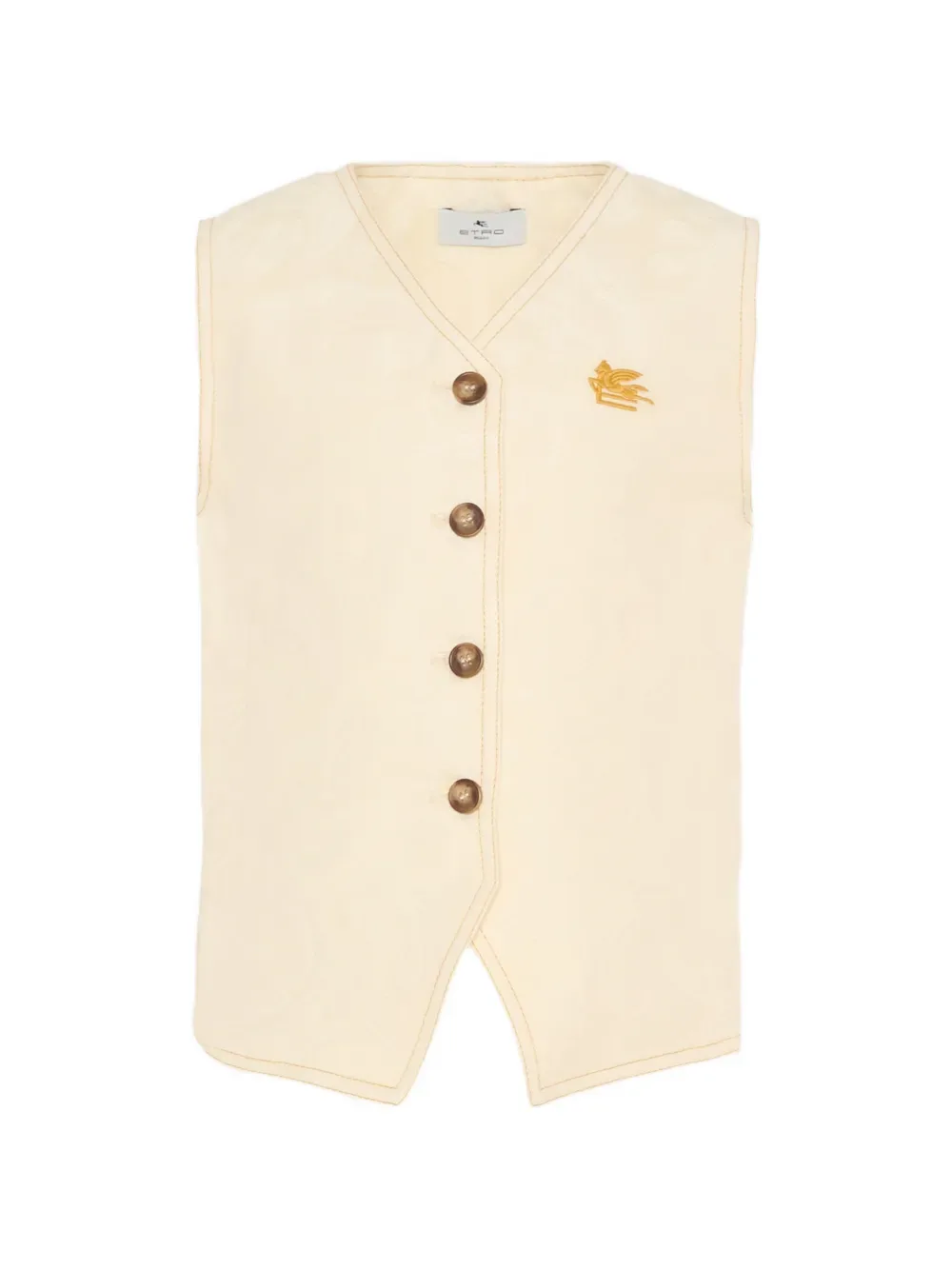 Жилет на пуговицах с вышивкой ETRO KIDS, бежевый