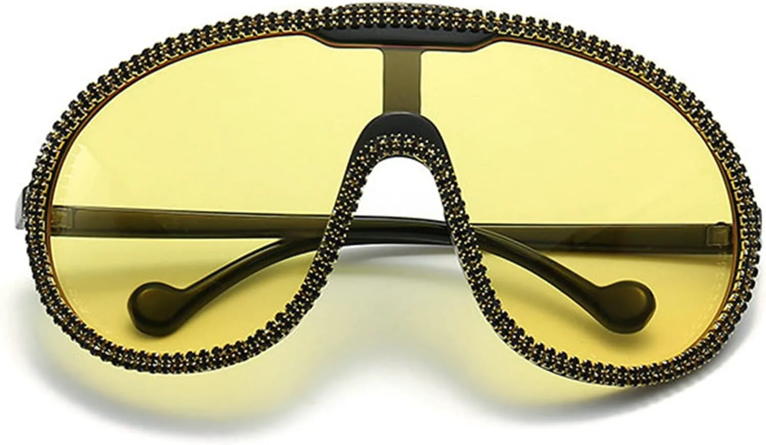 

Солнцезащитные очки COTIA Oversized One Piece Shield Diamond для женщин, винтажные, уникальные, ветрозащитные, для мужчин, ретро, ​​овальные, Black Yellow