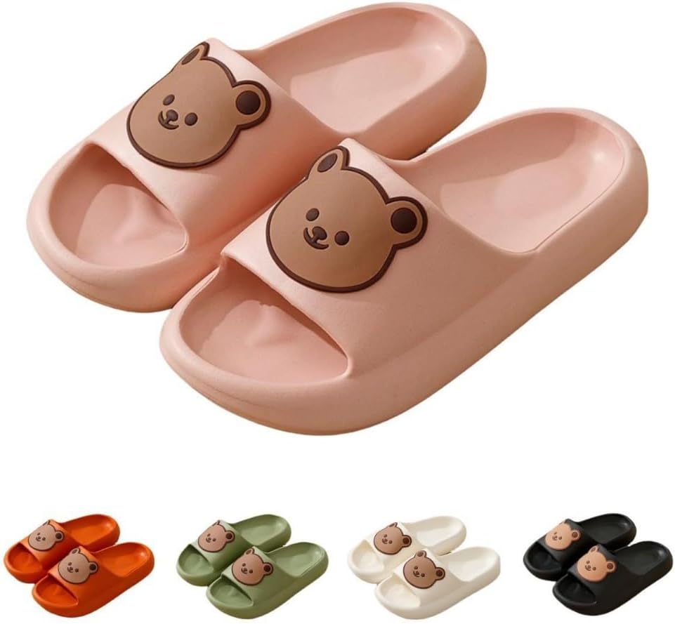 

Милые тапочки с медведем для женщин, летние, мягкие, на платформе, нескользящие, для дома и улицы, кавайные подарки для женщин и мужчин Albiva, розовый