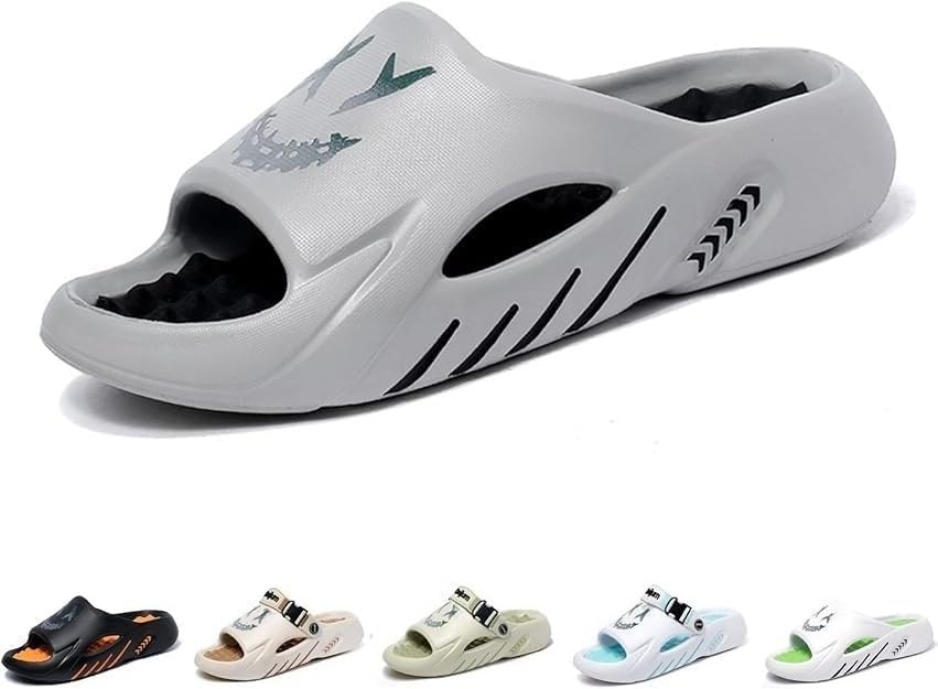 

HCHCTRY мягкие домашние шлепанцы с легкой подошвой, модные мужские тапочки, противоскользящие пляжные шлепанцы, удобные тапочки, массажные сандалии из EVA, Grey-a