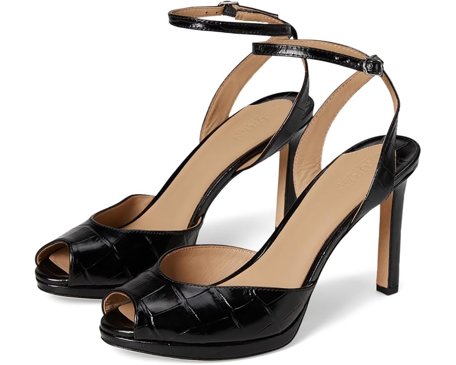 Туфли Lauren Ralph Lauren Kyla Crocodile-Embossed Leather Sandals, черный