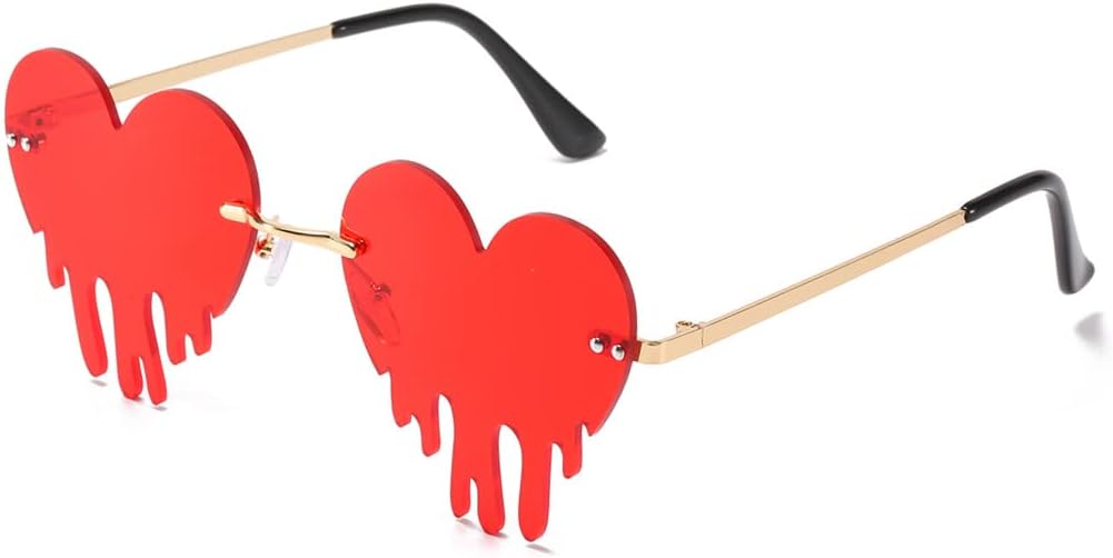 

Солнцезащитные очки Hot Fire Flame без оправы в форме дьявола — аксессуары для вечеринок, выпускных вечеров и костюмов на Хэллоуин для женщин и мужчин BAWUYI, Red Melting Heart