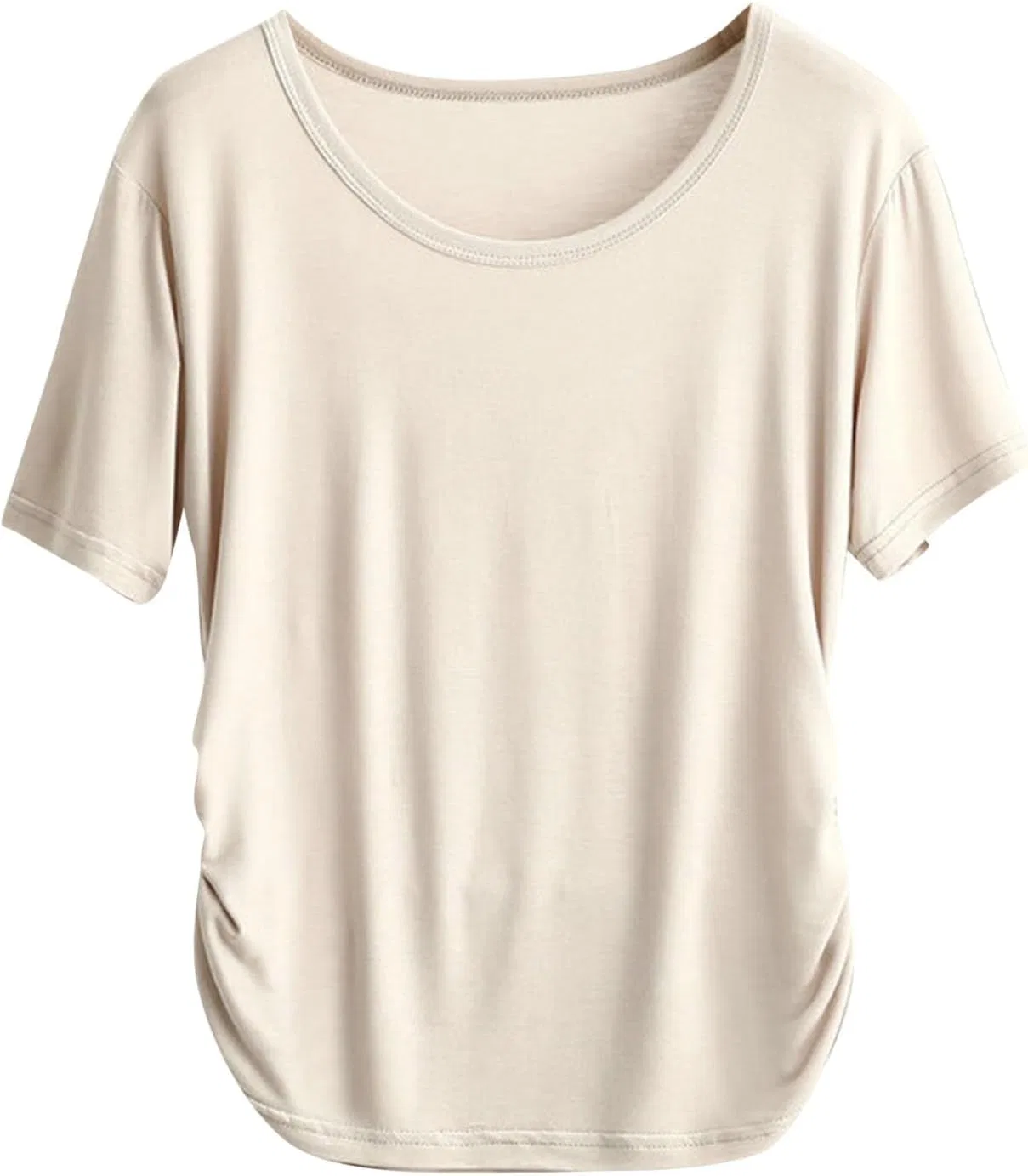 Женская пижамная футболка с коротким рукавом, модал, A01#beige