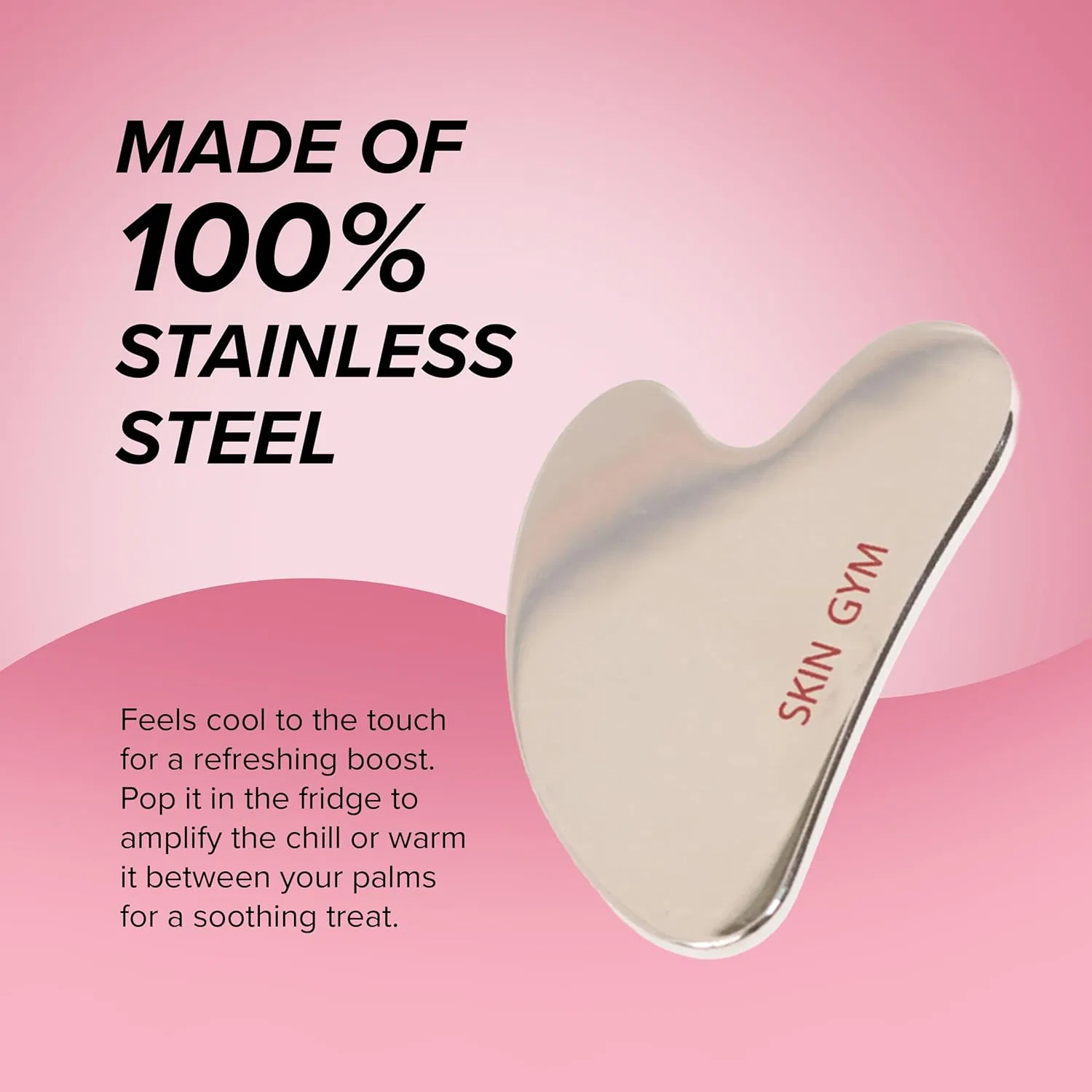 Массажер для лица Gua Sha из нержавеющей стали SKIN GYM серебристый — фото 4