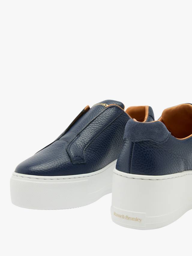 Тренеры Park Up из зерненой кожи без шнуровки на платформе Russell & Bromley, Blue — фото 3