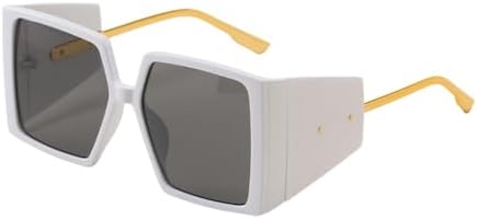 

Винтажные квадратные солнцезащитные очки 2027 года для мужчин, большие солнцезащитные очки в стиле стимпанк для женщин, ретро-очки с защитой от УФ-излучения UV400 MTZJH, White Grey