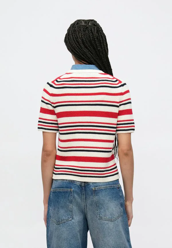 Свитер с кардиганным узором Tommy Hilfiger, Calico/Primary Red/Navy — фото 3