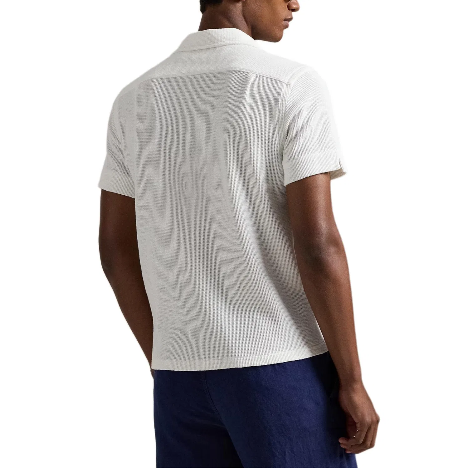 Рубашка с нашивными карманами вафельной вязки Polo Ralph Lauren белая — фото 4