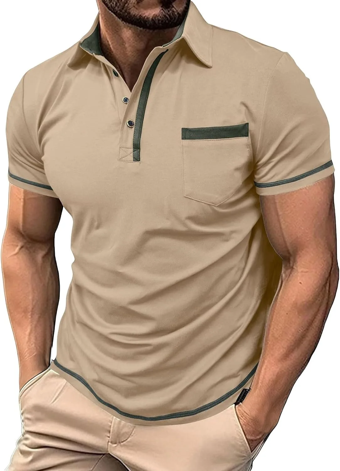 

Футболка-поло для мужчин: Casual Slim Fit с карманом