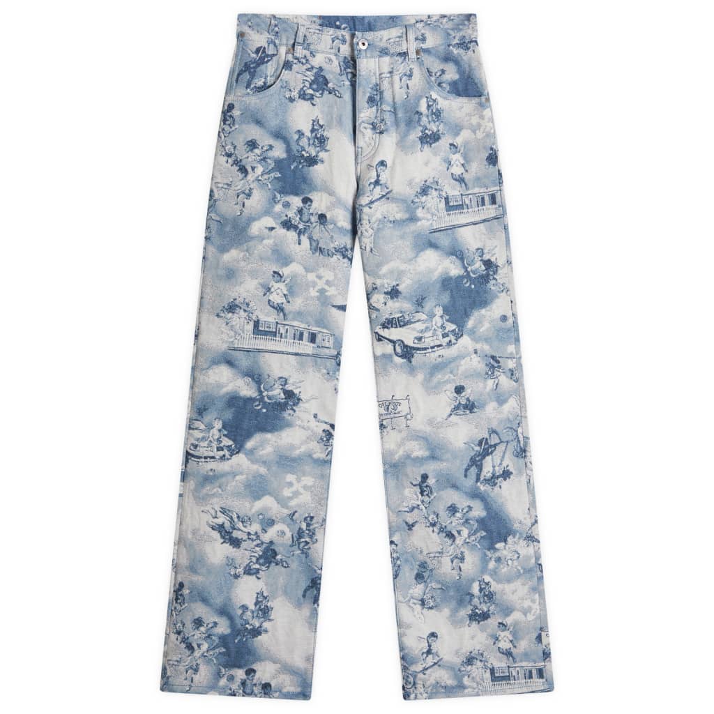 

Джинсы с пятью карманами из фактурной ткани Fresco Tapestry Off-White, цвет serenity