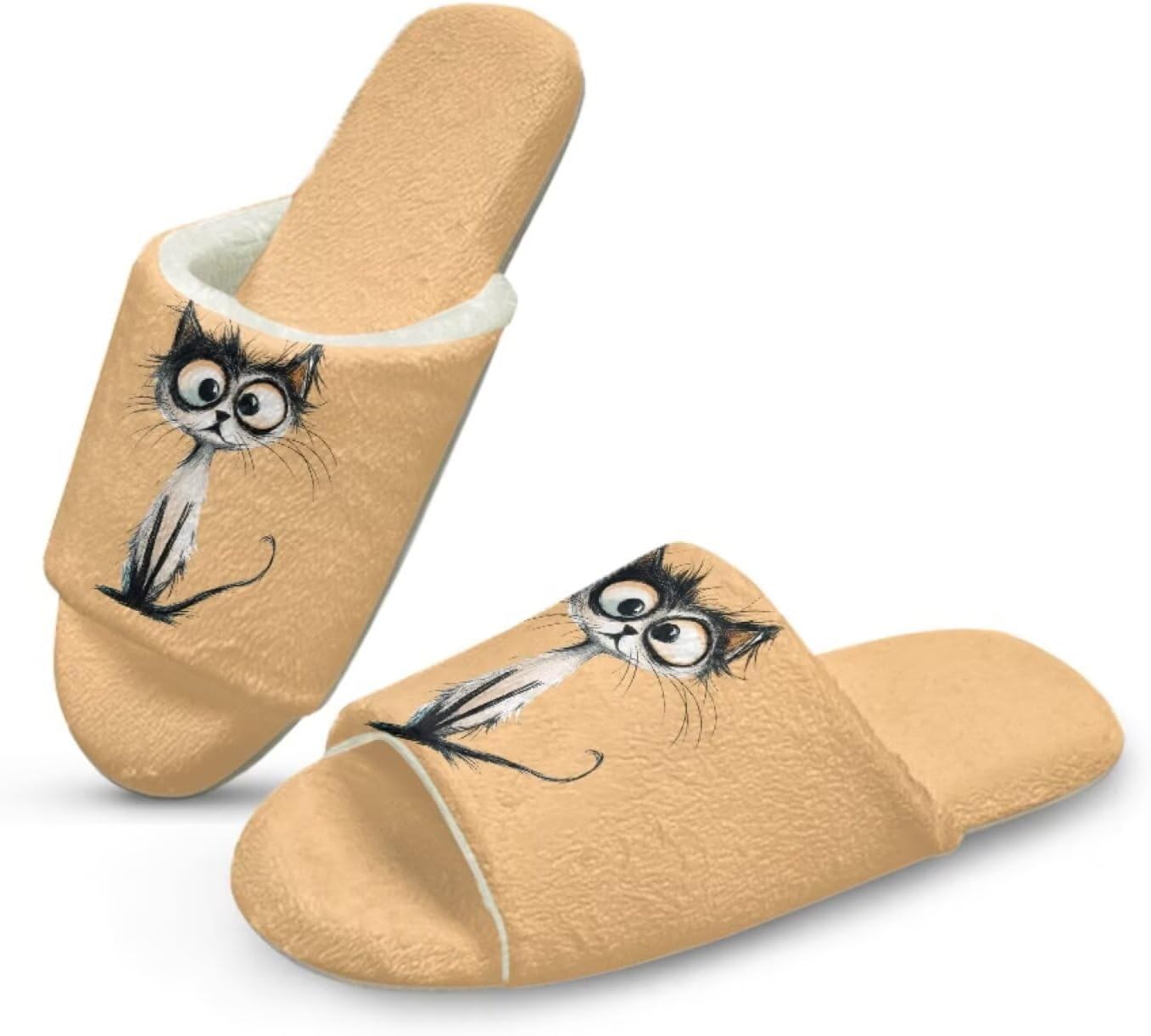 

Домашние тапочки Forchrinse для женщин и мужчин с открытым носком, гостевые тапочки, можно стирать, многоразовые, для спа и отеля, Cat Print