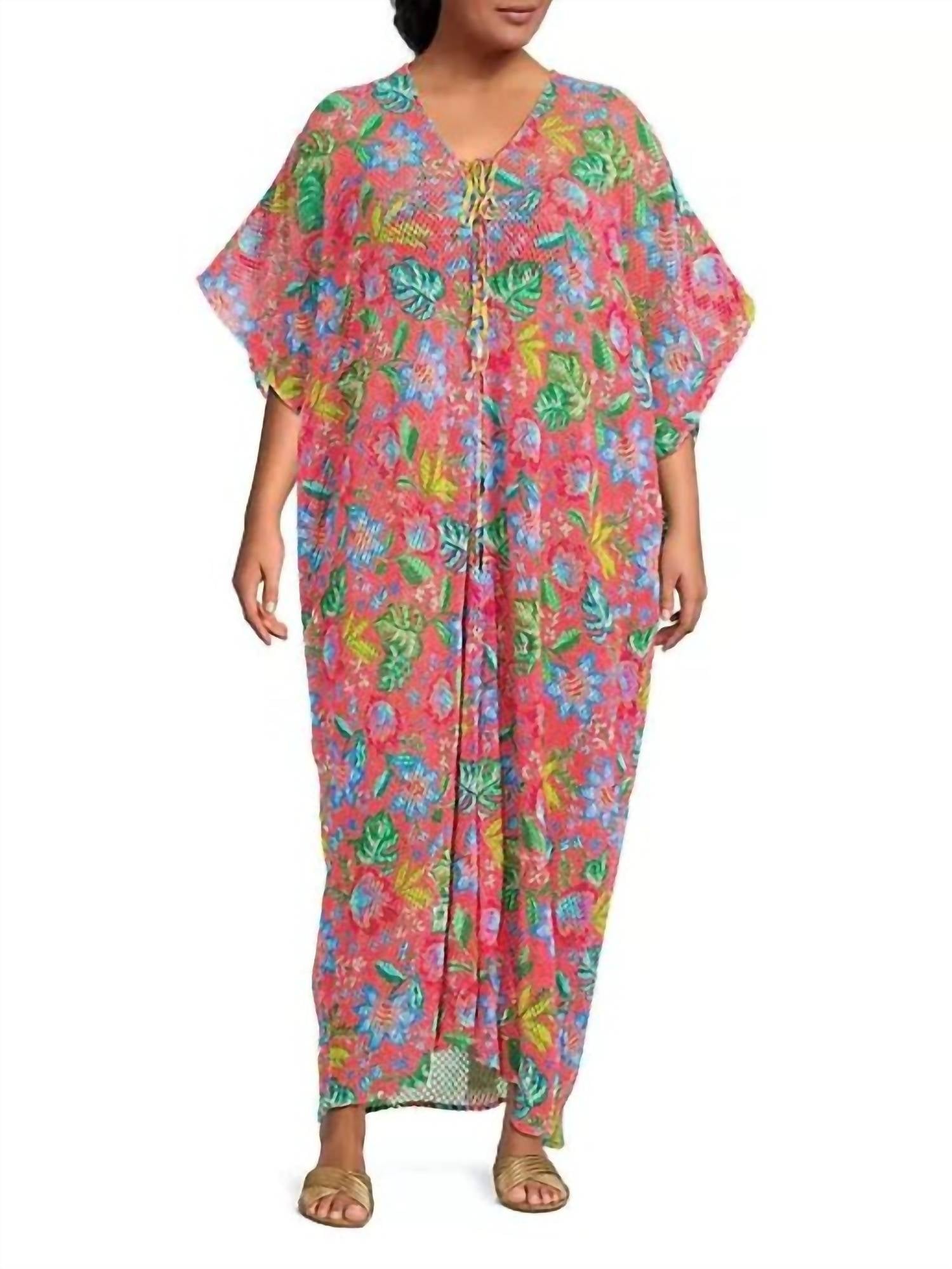 

Women's Rumba Maxi Crochet Kimono Plus In Rumba Watermelon (Pink) Johnny Was