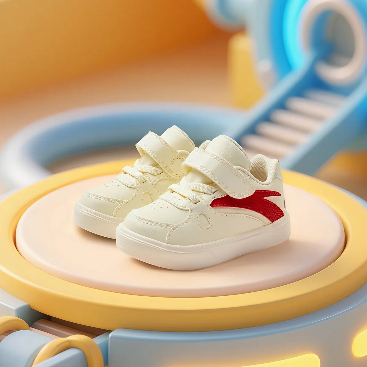 Детские кроссовки на низком ходу из искусственной кожи с амортизацией Antakids, Anta White/Classic Red/Black — фото 4
