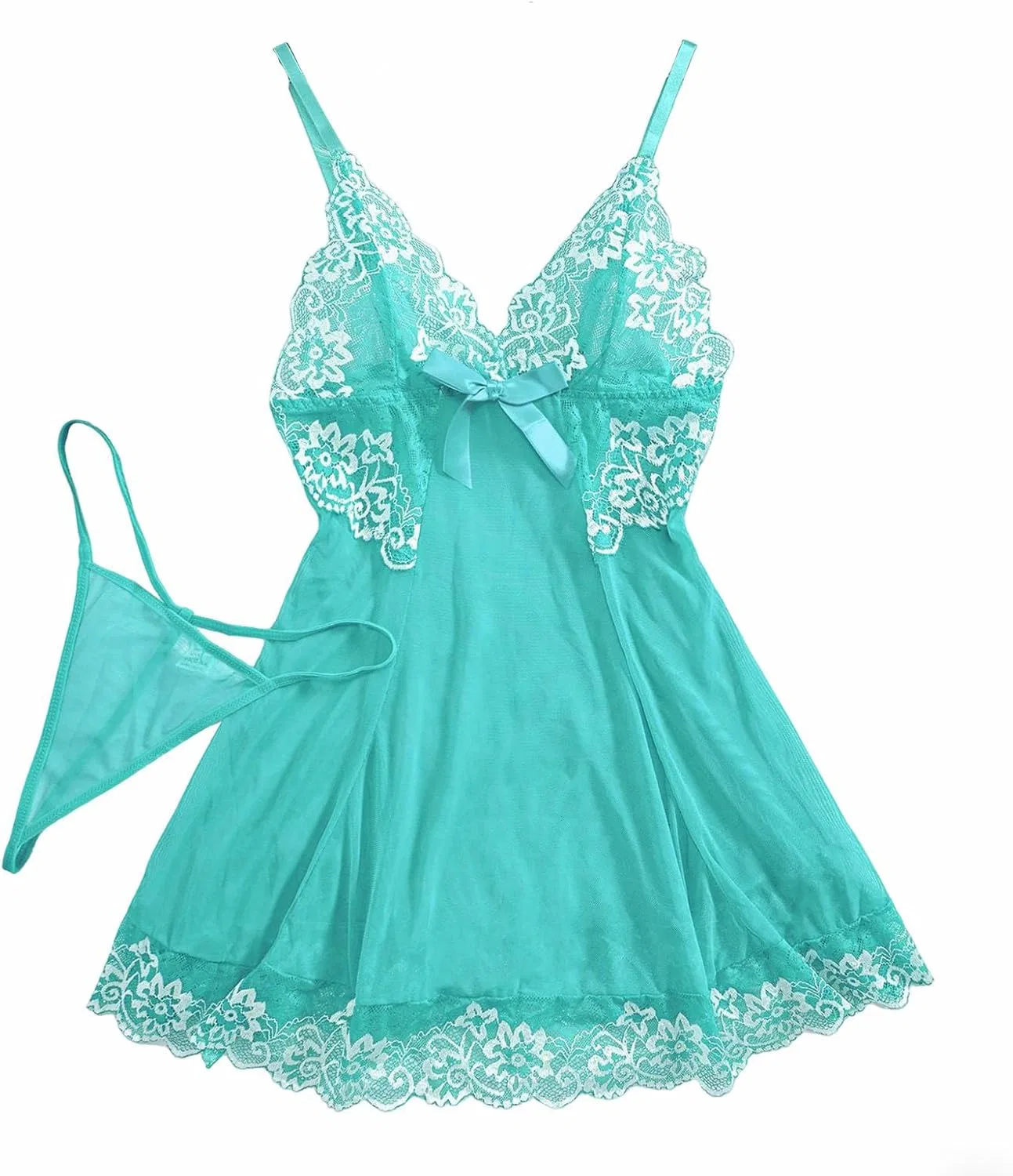 Ночная сорочка с кружевом, Mint Green