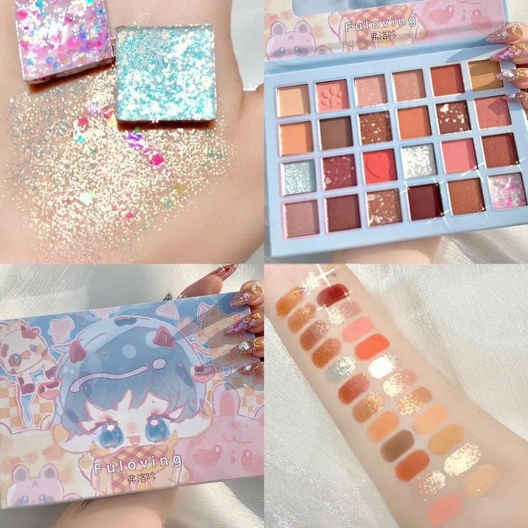 Палетка теней для век 24 цвета Strawberry Girl Glitter Pearlized, 24 Caring girl Generic — фото 2