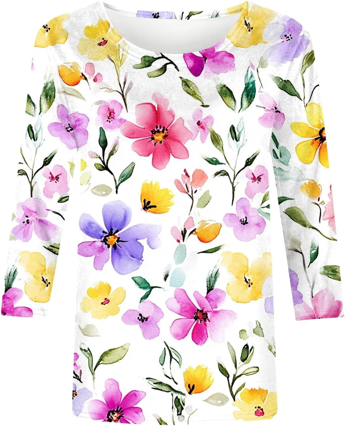Блуза с 3/4 рукавом, цветочный принт, женская, Generic, A03 Multicolor — фото 3