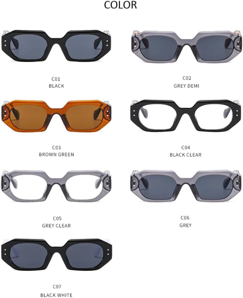 

Универсальные солнцезащитные очки с контрастной цветовой гаммой, в стиле ретро, ​​с нестандартной многоугольной формой и широкими дужками, женские VFDHN, Black Clear