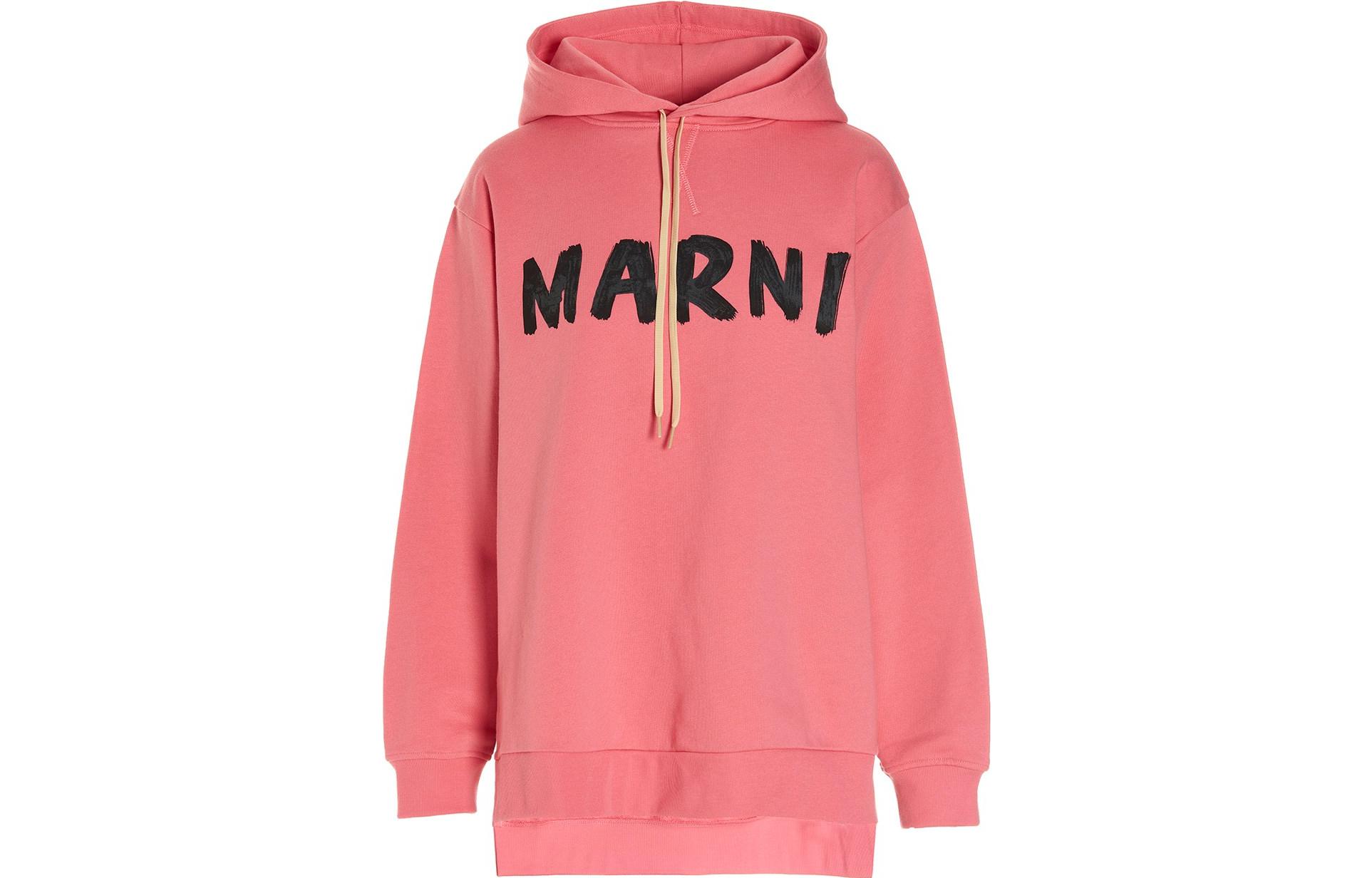 Худи с принтом логотипа на шнурке MARNI, розовый — фото 3