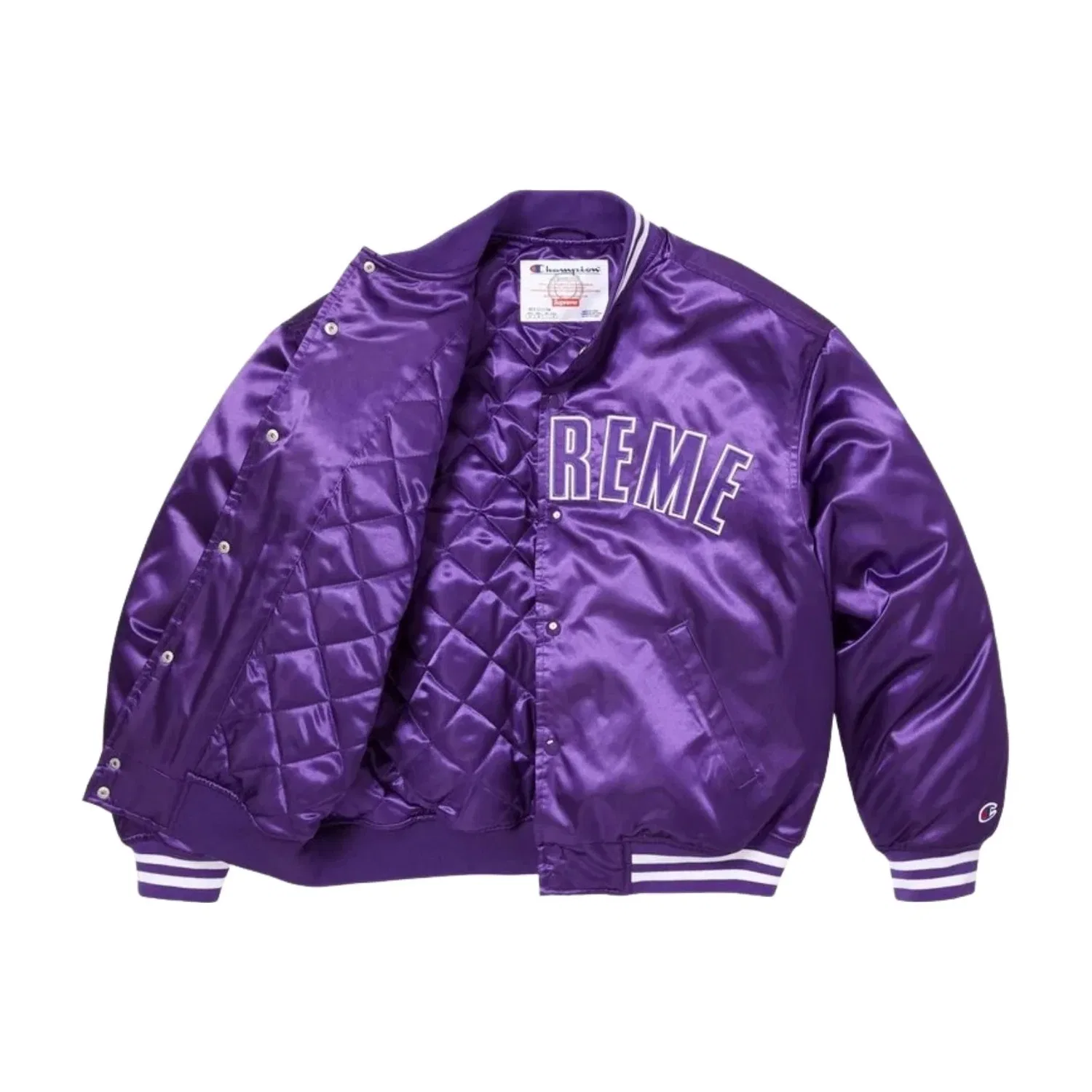 Куртка-бомбер Supreme x Champion SS26 из атласа, фиолетовая, SUP-SS26-170-PUR — фото 2