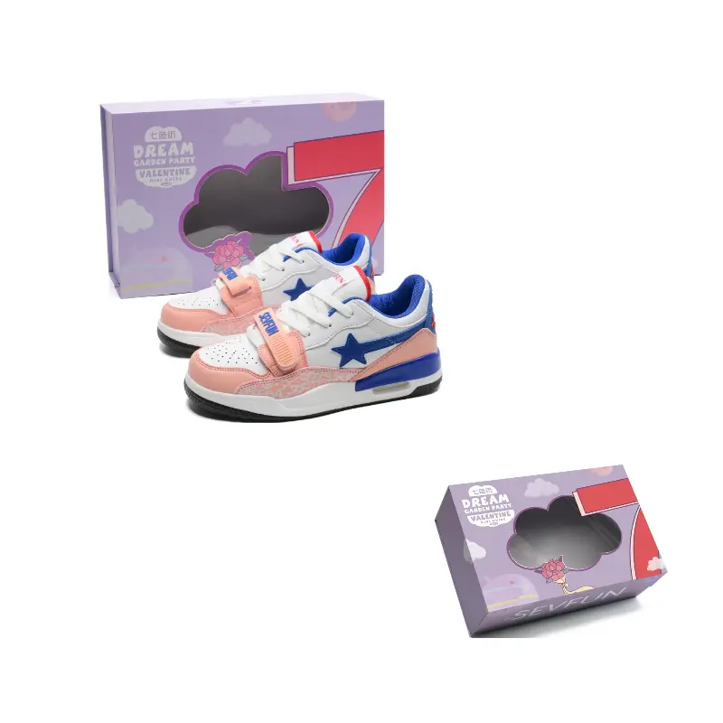

7 SEVFUN Низкие скейтерские кроссовки унисекс бело-розово-голубые, цвет White Pink Blue