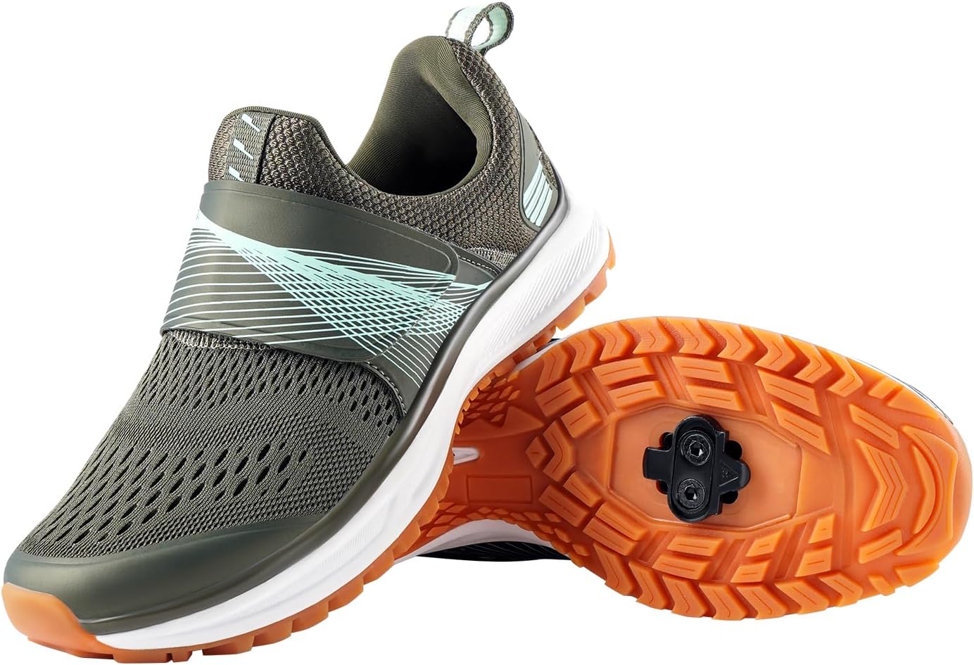 

Велотуфли для женщин Spinning - совместимы с SPD, для велосипедов в помещении и на улице, дышащие и комфортные шоссейные велотуфли с заранее установленными зацепами Rosrabit, зеленый