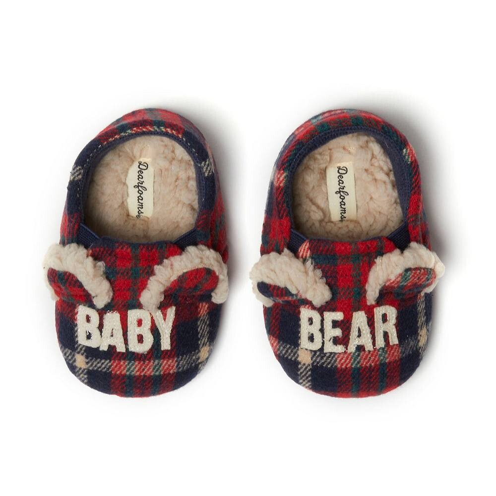 Клетчатые тапочки с закрытой спиной Dearfoams Baby Bear, цвет Peacoat