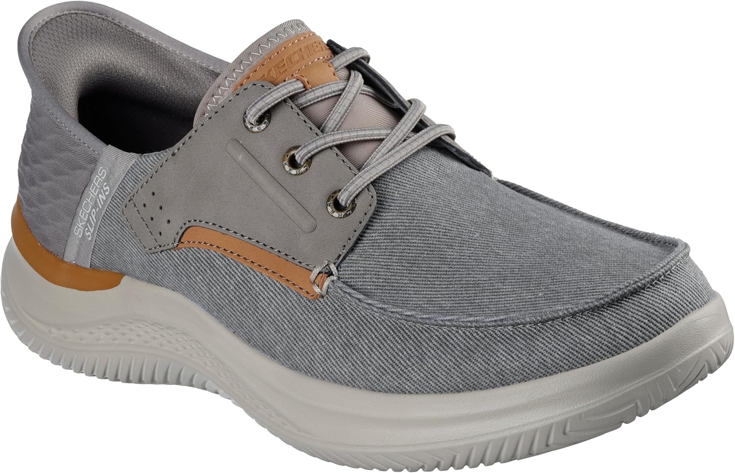 

Мужские слипоны Skechers RF: Hasting - Niko с отделкой Moc Toe на шнуровке-банджи, Taupe