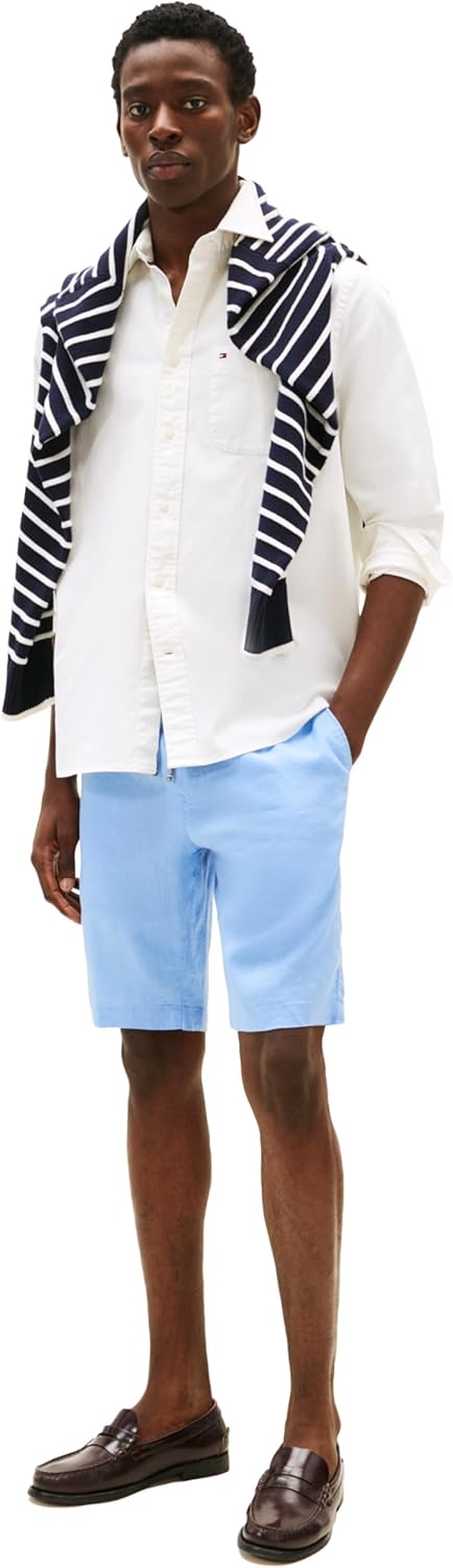 Мужские летние льняные шорты Tommy Hilfiger 10 дюймов свободного кроя, Cloudy Blue — фото 3