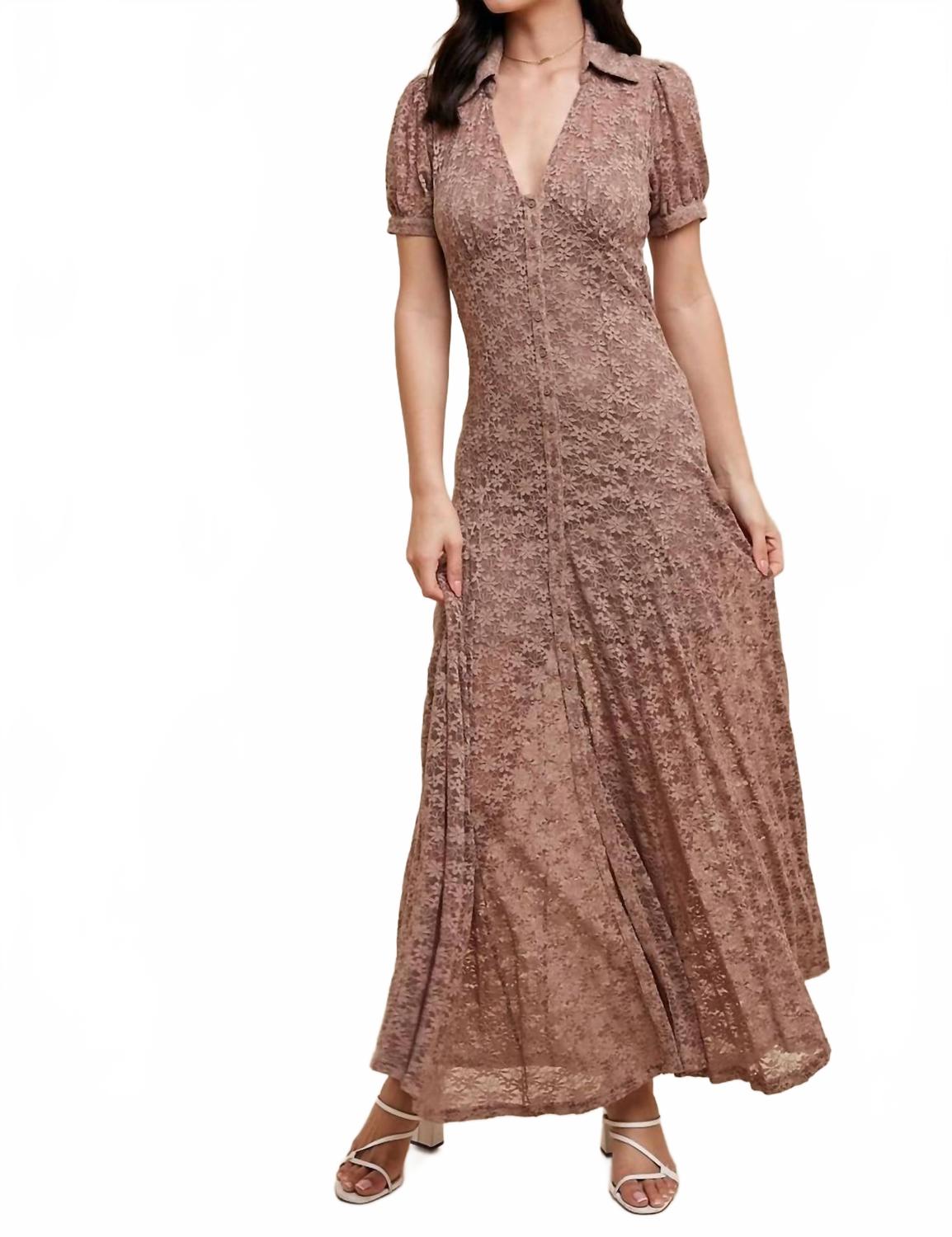 

IN-LOOM Кружевное макси-платье Reverie цвета мокко