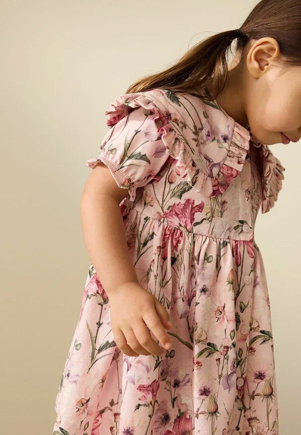 Платье повседневное Next, Regular fit short sleeve collared dress, цветочный принт — фото 3