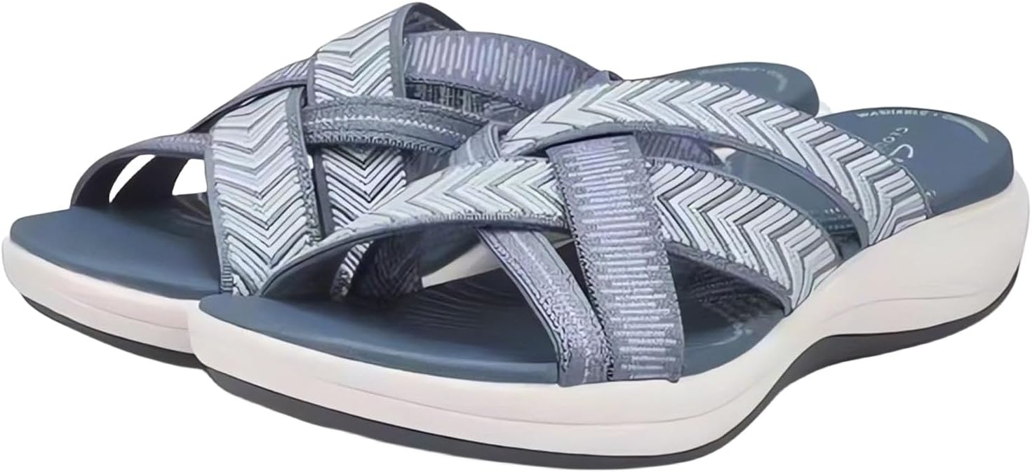 

Ортопедические сандалии для женщин, повседневные легкие сандалии для лета, прогулочные шлепанцы, сандалии широкого размера, с мягкой амортизацией при фасциите, удобные восстановительные тапочки с поддержкой свода стопы Generic, синий