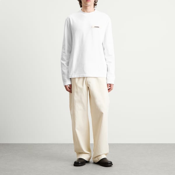 Футболка с длинным рукавом и логотипом Grosgrain Jacquemus, белый — фото 4