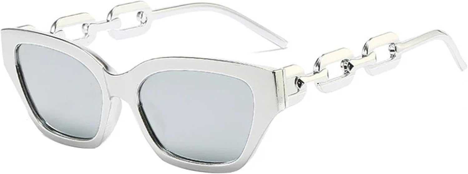 

Солнцезащитные очки с защитой от УФ-излучения UV400 для женщин и мужчин | Панковские очки «кошачий глаз» | для занятий спортом на открытом воздухе DSVIGF, Silver Silver Mirror