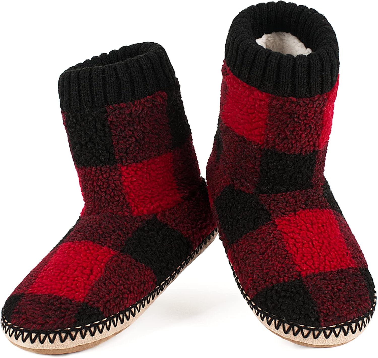 

Мужские теплые домашние тапочки, толстые пушистые шерпа-флисовые зимние мокасины-носки с нескользящей подошвой, уютные мягкие комфортные домашние туфли с резиновыми вставками Cozylook, черный