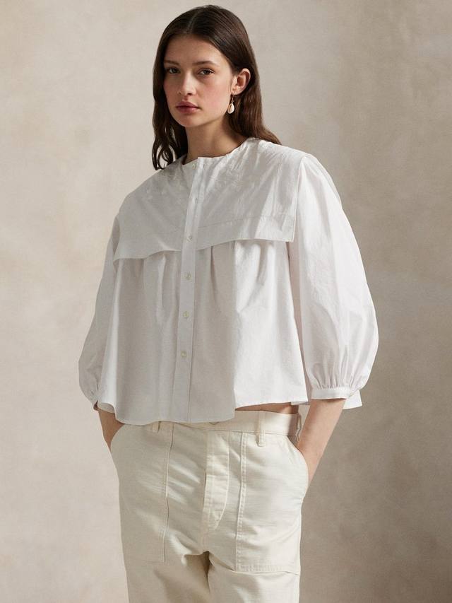 

Хлопковая поплиновая блузка с кокеткой Ralph Lauren, White