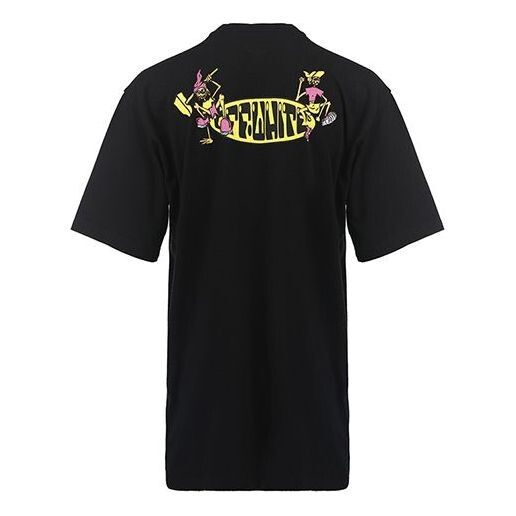 

Футболка Men's OFF-WHITE SS22 Alphabet Cartoon Pattern Printing Short Sleeve Version Black, мультиколор
