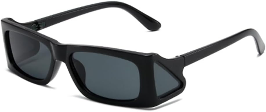 

Солнцезащитные очки в стиле панк, квадратные, с боковыми линзами. Солнцезащитные очки для путешествий на открытом воздухе. Модные очки для повседневного ношения Weloveushop, Bright Black Frame Gray Flakes