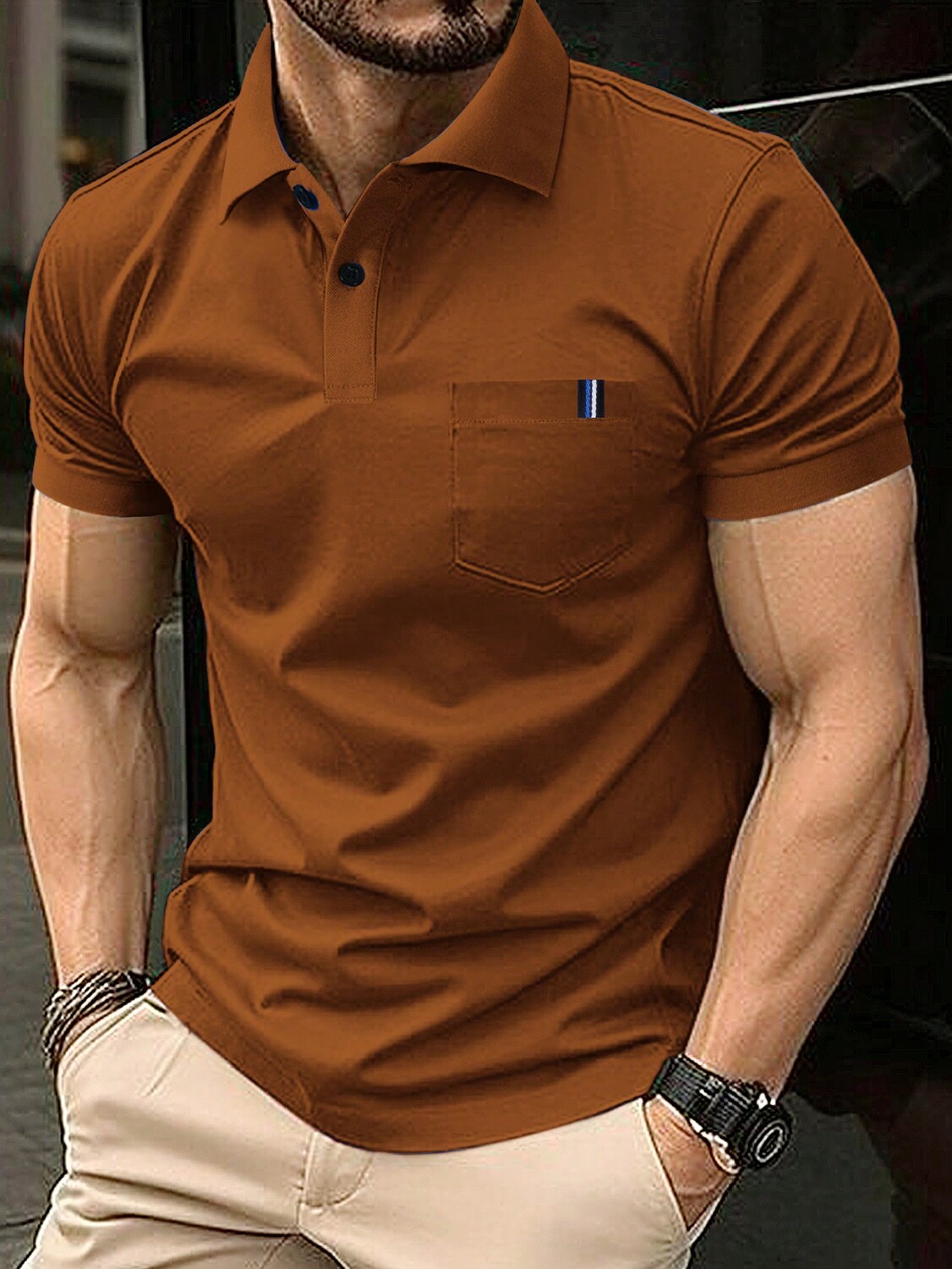 

Рубашка-поло мужская Manfinity Homme с короткими рукавами, коричневый