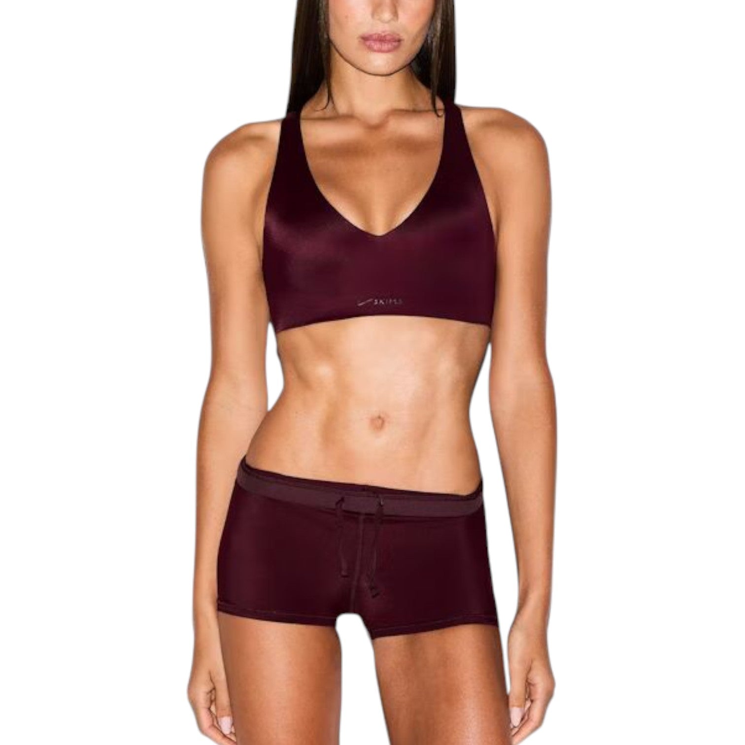 Бюстгальтер (WMNS) Nike x SKIMS Shine V-Neck Bra 'Currant' — фото 2