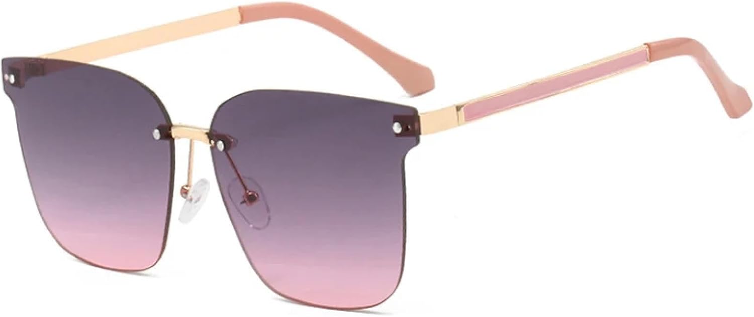 

Большие солнцезащитные очки без оправы для женщин и мужчин, в стиле ретро, ​​для занятий спортом на открытом воздухе и вождения, солнцезащитные очки с защитой от УФ-излучения UV400 TKKTLLT, Gold Gray Pink