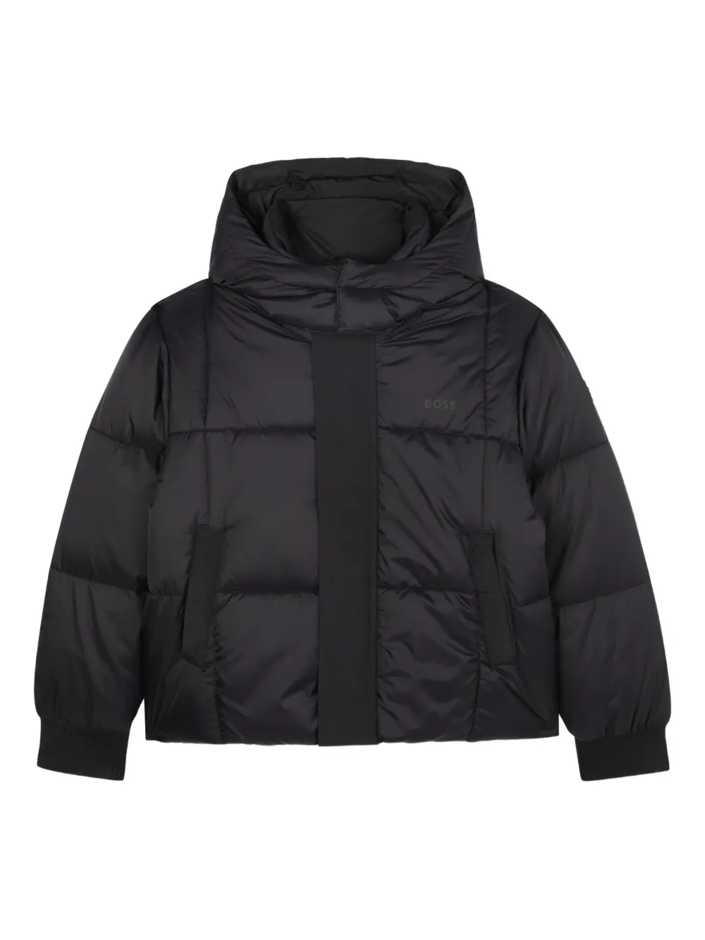 

Пуховик с капюшоном BOSS Kidswear, черный