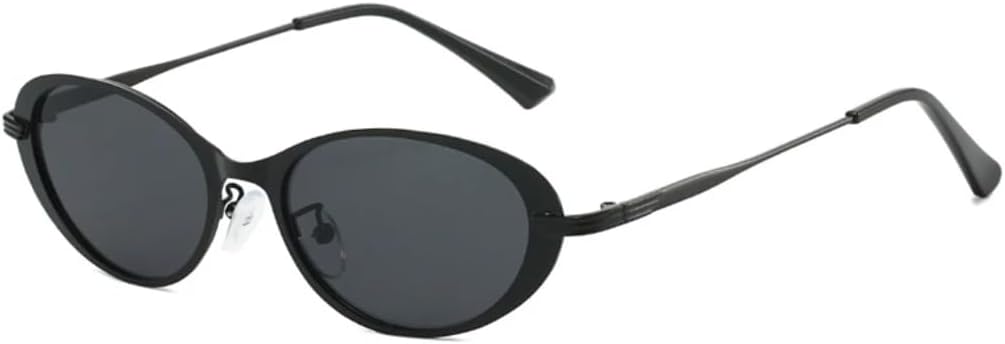 

Винтажные овальные солнцезащитные очки для женщин в стиле панк, защита от УФ-излучения UV400, модные очки для мужчин, прозрачные линзы, металлическая оправа TVTBBVV, Black Grey