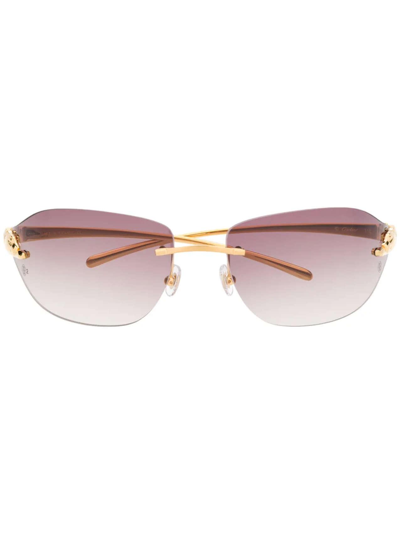 

Cartier Eyewear затемненные солнцезащитные очки без оправы, золотой