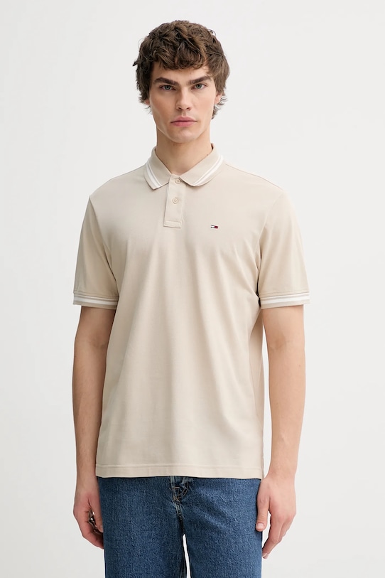 

Хлопковое поло Tommy Jeans, бежевый